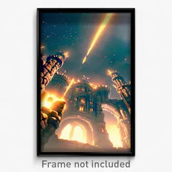 Pixel Art Poster - Upbeat Stronghold (8 Bit Psychedelic Trippy Video Game Print)