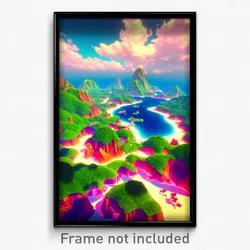Pixel Art Poster - Flashy Archipelago (8 Bit Psychedelic Video Game Print)