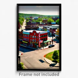 Pixel Art Poster - Realistic American Town (8 Bit Psychedelic Video Game Print)