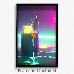 Pixel Art Poster - Liquid Bank (8 Bit Psychedelic Trippy Weird Video Game Print)