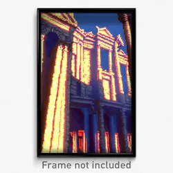 Pixel Art Poster - Acidic Historical Architecture (8 Bit Video Game Print)