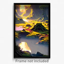 Pixel Art Poster - Ancient Bog (8 Bit Psychedelic Trippy Weird Video Game Print)