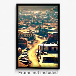 Pixel Art Poster - Dirty Small Town (8 Bit Psychedelic Trippy Video Game Print)