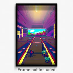 Pixel Art Poster - Webbed Video Game (8 Bit Psychedelic Trippy Video Game Print)