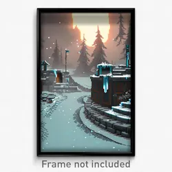 Pixel Art Poster - Frosty Forge (8 Bit Psychedelic Trippy Video Game Print)