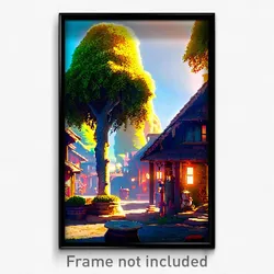 Pixel Art Poster - Fabulous Settlement (8 Bit Psychedelic Video Game Print)
