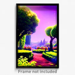 Pixel Art Poster - Distinct Garden (8 Bit Psychedelic Trippy Video Game Print)