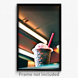 Pixel Art Poster - Dramatic Bubble Tea (8 Bit Psychedelic Video Game Print)