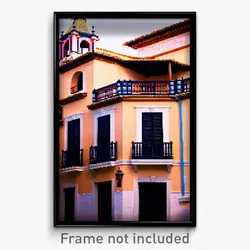 Pixel Art Poster - Cute Spanish Architecture (8 Bit Video Game Print)