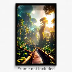 Pixel Art Poster - Dangerous Rainforest (8 Bit Psychedelic Video Game Print)