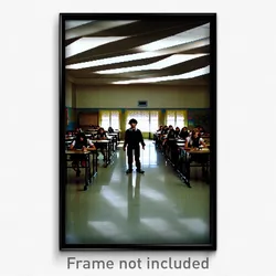 Pixel Art Poster - Frightening School (8 Bit Psychedelic Video Game Print)