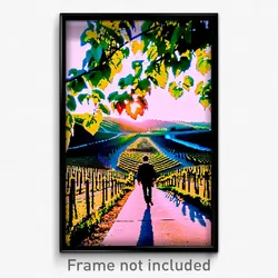 Pixel Art Poster - Prestigious Vineyard (8 Bit Psychedelic Video Game Print)