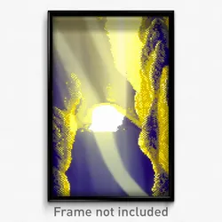 Pixel Art Poster - Yellow Cavern (8 Bit Psychedelic Trippy Video Game Print)