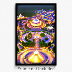 Pixel Art Poster - Round Indian City (8 Bit Psychedelic Trippy Video Game Print)