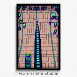 Pixel Art Poster - Squiggly Stock Trading Floor (8 Bit Video Game Print)