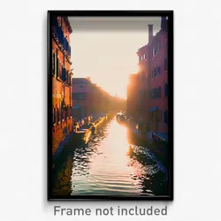 Pixel Art Poster - Warm Canal (8 Bit Psychedelic Trippy Weird Video Game Print)