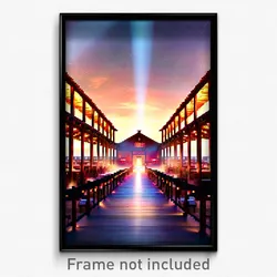 Pixel Art Poster - Heavenly Longhouse (8 Bit Psychedelic Video Game Print)