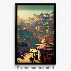 Pixel Art Poster - Crazy Settlement (8 Bit Psychedelic Trippy Video Game Print)