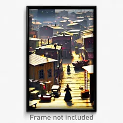 Pixel Art Poster - Interesting Shantytown (8 Bit Psychedelic Video Game Print)