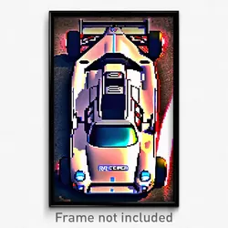 Pixel Art Poster - Prestigious Racecar (8 Bit Psychedelic Video Game Print)