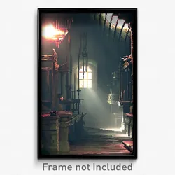 Pixel Art Poster - Murky Dungeon (8 Bit Psychedelic Trippy Video Game Print)
