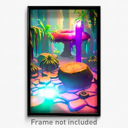 Pixel Art Poster - Mushy Exotic Area (8 Bit Psychedelic Trippy Video Game Print)