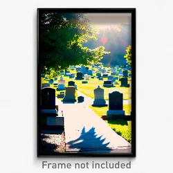 Pixel Art Poster - Sunny Graveyard (8 Bit Psychedelic Trippy Video Game Print)