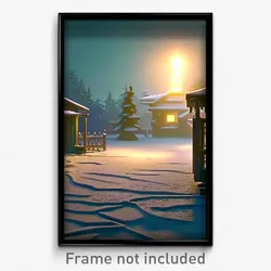 Pixel Art Poster - Frozen Yard (8 Bit Psychedelic Trippy Weird Video Game Print)