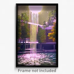 Pixel Art Poster - Watery Campus (8 Bit Psychedelic Trippy Video Game Print)