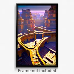 Pixel Art Poster - Remarkable Ramparts (8 Bit Psychedelic Video Game Print)