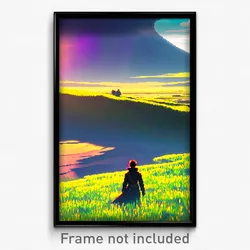 Pixel Art Poster - Adventurous Plains (8 Bit Psychedelic Video Game Print)