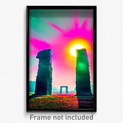 Pixel Art Poster - Vibrant Henge (8 Bit Psychedelic Trippy Video Game Print)