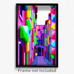 Pixel Art Poster - Colorful Mews (8 Bit Psychedelic Trippy Video Game Print)