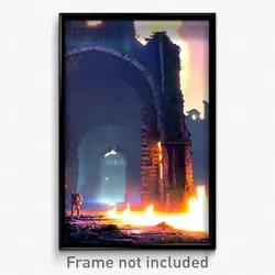 Pixel Art Poster - Nocturnal Ruin (8 Bit Psychedelic Trippy Video Game Print)