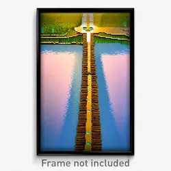 Pixel Art Poster - Tiny Waterway (8 Bit Psychedelic Trippy Video Game Print)