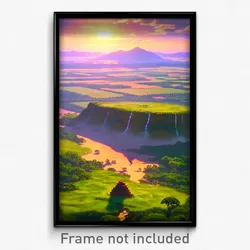 Pixel Art Poster - Gigantic Land (8 Bit Psychedelic Trippy Video Game Print)