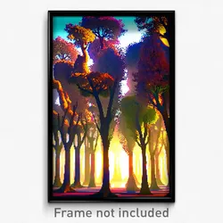 Pixel Art Poster - Artistic Trees (8 Bit Psychedelic Trippy Video Game Print)