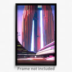 Pixel Art Poster - Ordinary Futuristic Architecture (8 Bit Video Game Print)
