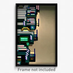 Pixel Art Poster - Bleak Stock Trading Floor (8 Bit Video Game Print)