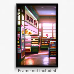 Pixel Art Poster - Infamous Bakery (8 Bit Psychedelic Trippy Video Game Print)