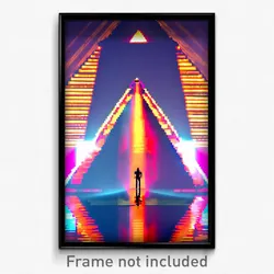 Pixel Art Poster - Reflecting Pyramid (8 Bit Psychedelic Video Game Print)