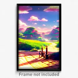 Pixel Art Poster - Adorable Land (8 Bit Psychedelic Trippy Video Game Print)