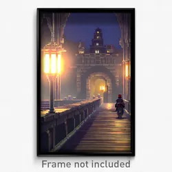 Pixel Art Poster - Dim Fortress (8 Bit Psychedelic Trippy Video Game Print)