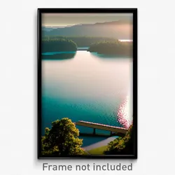 Pixel Art Poster - Large Lake (8 Bit Psychedelic Trippy Weird Video Game Print)