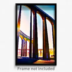Pixel Art Poster - Flying Viaduct (8 Bit Psychedelic Trippy Video Game Print)