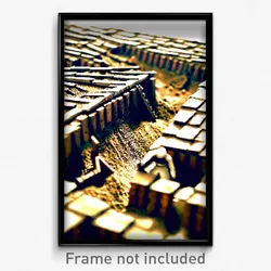 Pixel Art Poster - Miniature Trenches (8 Bit Psychedelic Video Game Print)