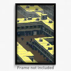 Pixel Art Poster - Monstrous Barracks (8 Bit Psychedelic Video Game Print)