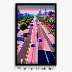 Pixel Art Poster - Bustling Boulevard (8 Bit Psychedelic Video Game Print)