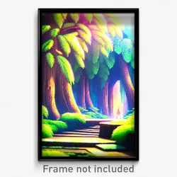 Pixel Art Poster - Anime Like Cloud Forest (8 Bit Psychedelic Video Game Print)