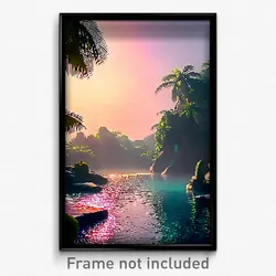 Pixel Art Poster - Realistic Lagoon (8 Bit Psychedelic Trippy Video Game Print)